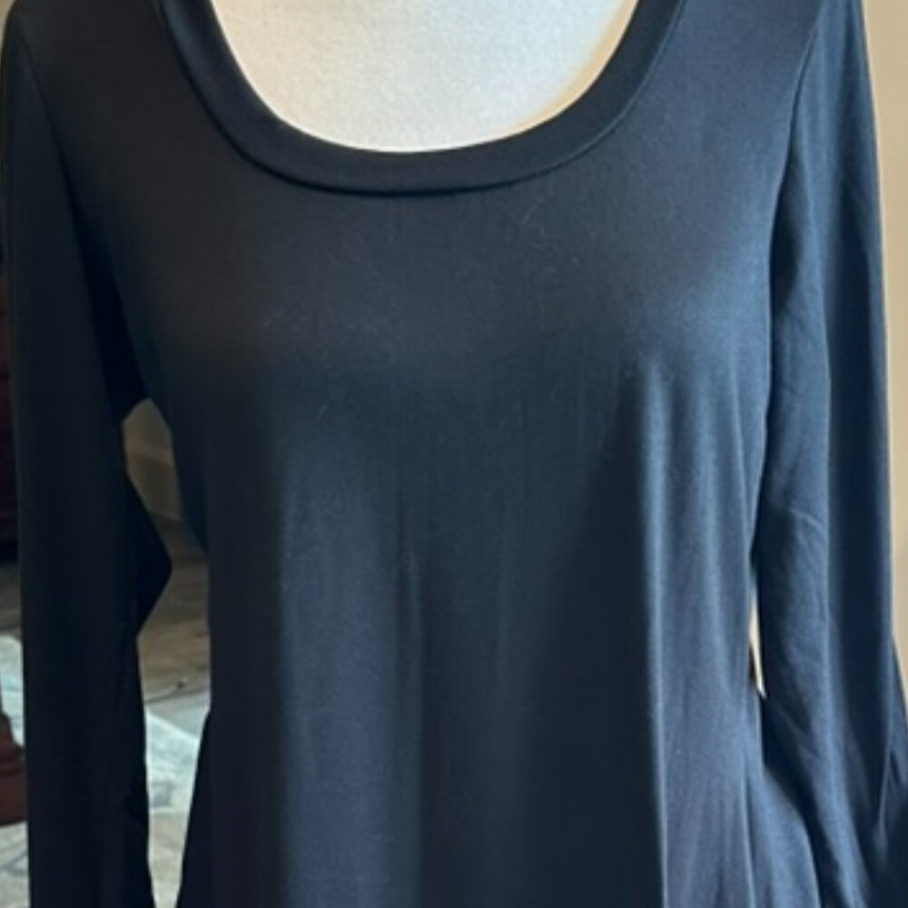Ladies long, long sleeve cotton black dress - Size L